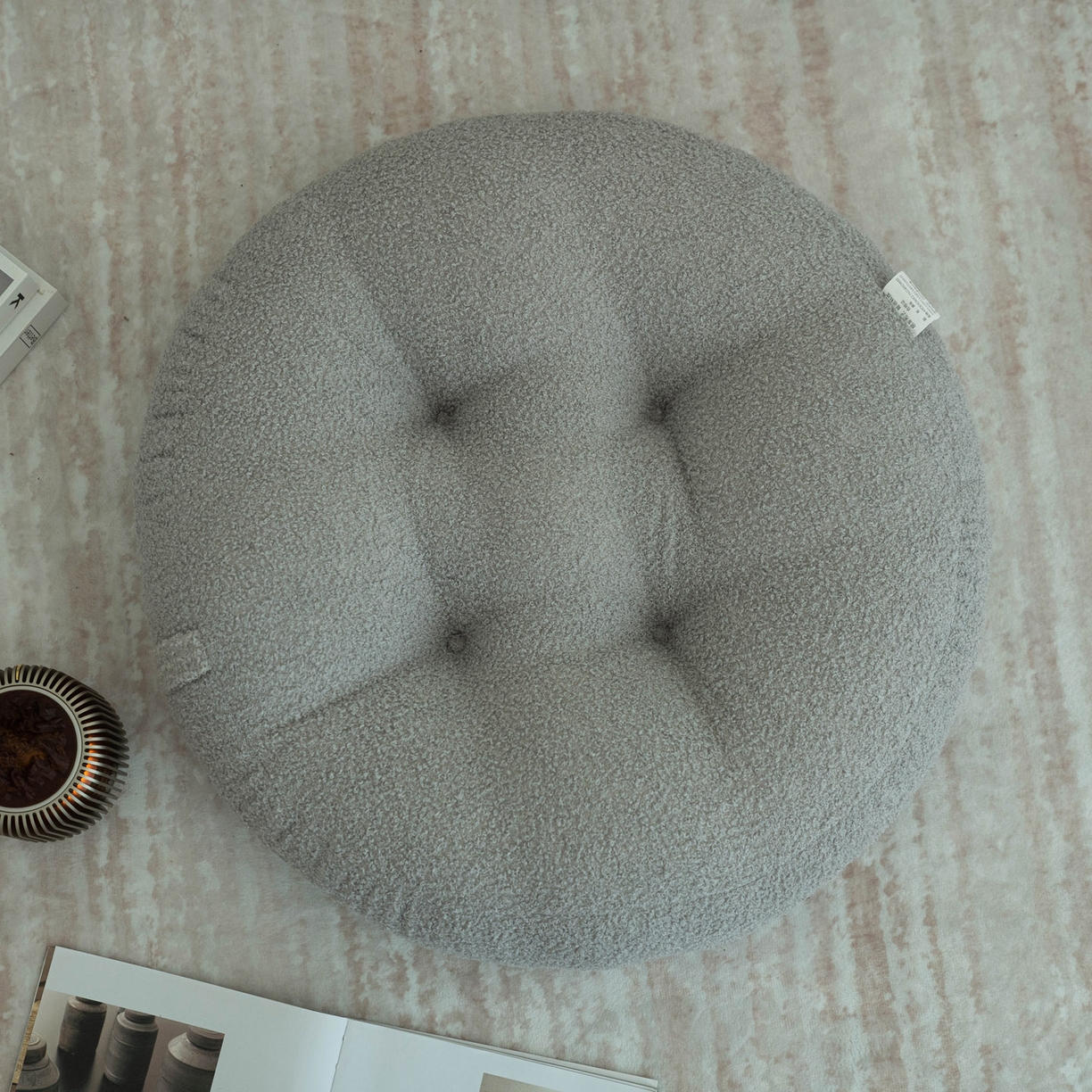 91家纺网 家纺一手货源 找家纺 2025新款泰迪绒蒲团 泰迪绒-蒲团-灰