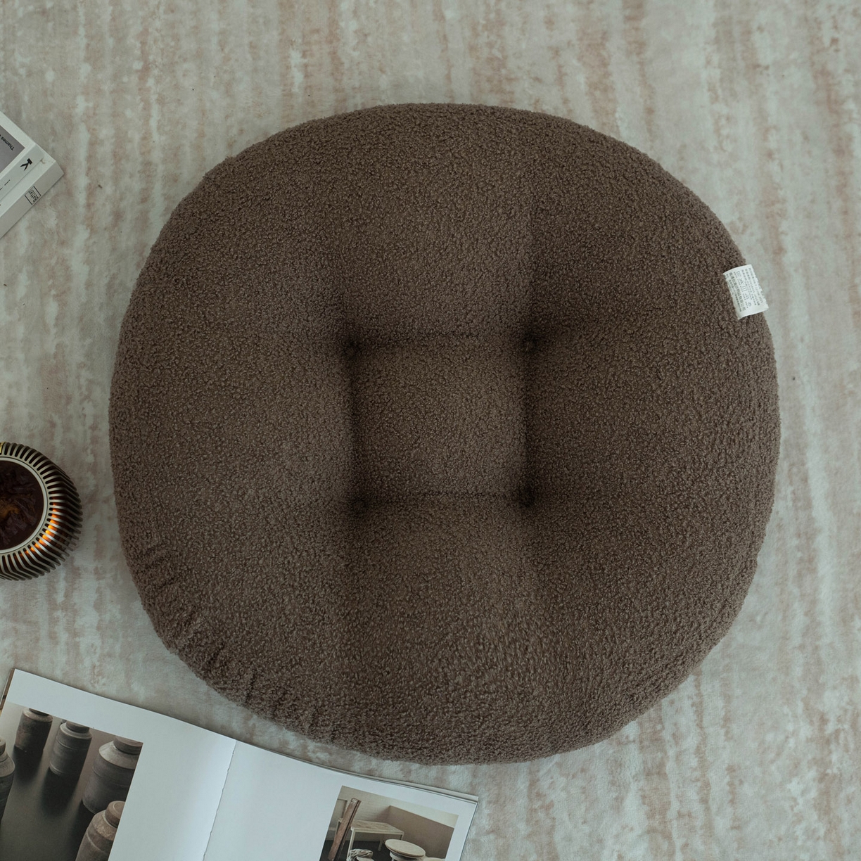 91家纺网 家纺一手货源 找家纺 2025新款泰迪绒蒲团 泰迪绒-蒲团-咖