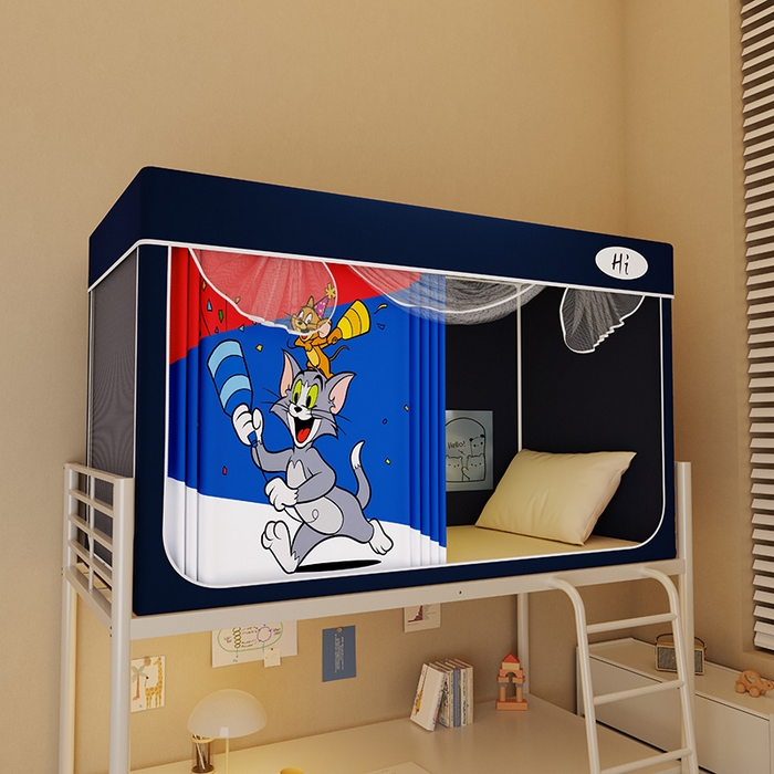 91家纺网 家纺一手货源 找家纺 （总）安金蚊帐2025新款防蚊遮光一体99%强遮光学生宿舍上下铺遮光学生蚊帐-藏蓝系列