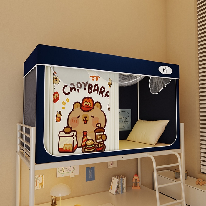 91家纺网 家纺一手货源 找家纺 （总）安金蚊帐2025新款防蚊遮光一体99%强遮光学生宿舍上下铺遮光学生蚊帐-藏蓝系列