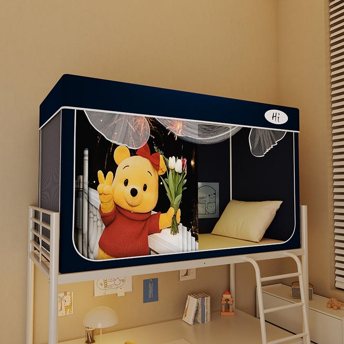 91家纺网 家纺一手货源 找家纺 （总）安金蚊帐2025新款防蚊遮光一体99%强遮光学生宿舍上下铺遮光学生蚊帐-藏蓝系列