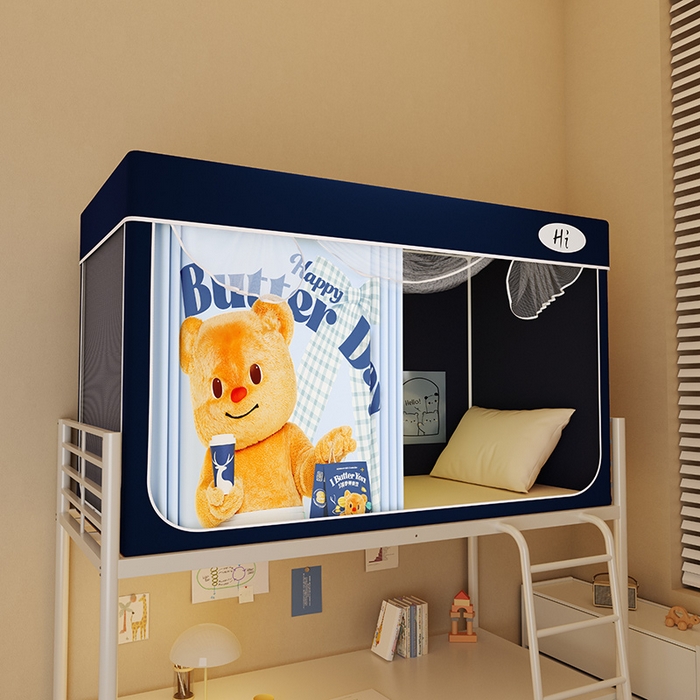 91家纺网 家纺一手货源 找家纺 （总）安金蚊帐2025新款防蚊遮光一体99%强遮光学生宿舍上下铺遮光学生蚊帐-藏蓝系列