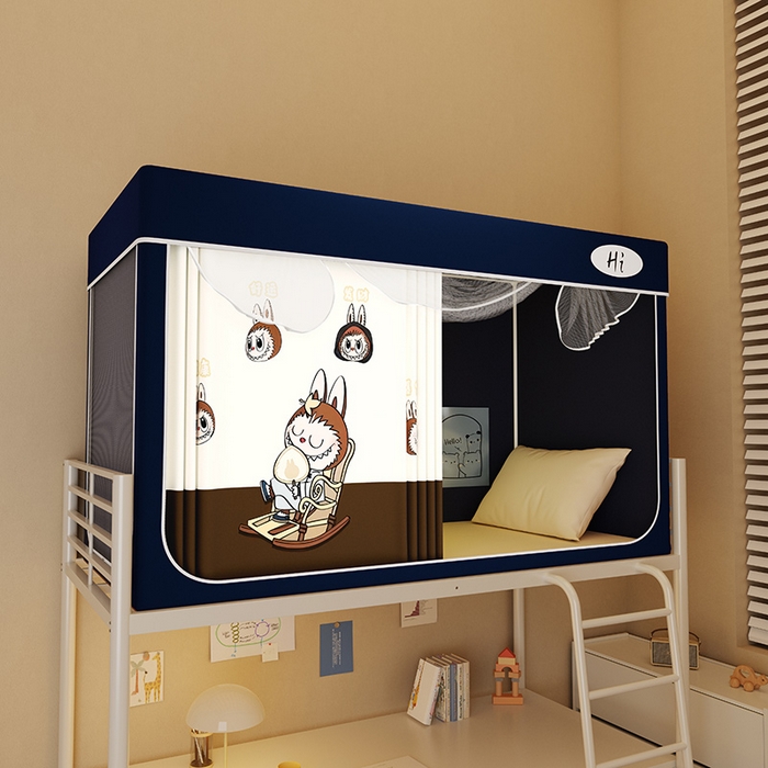 91家纺网 家纺一手货源 找家纺 （总）安金蚊帐2025新款防蚊遮光一体99%强遮光学生宿舍上下铺遮光学生蚊帐-藏蓝系列