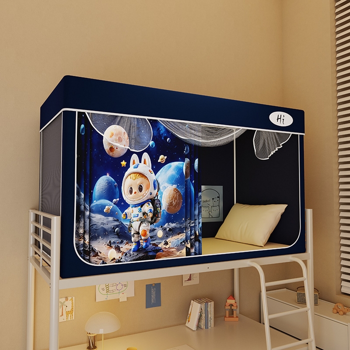 91家纺网 家纺一手货源 找家纺 （总）安金蚊帐2025新款防蚊遮光一体99%强遮光学生宿舍上下铺遮光学生蚊帐-藏蓝系列