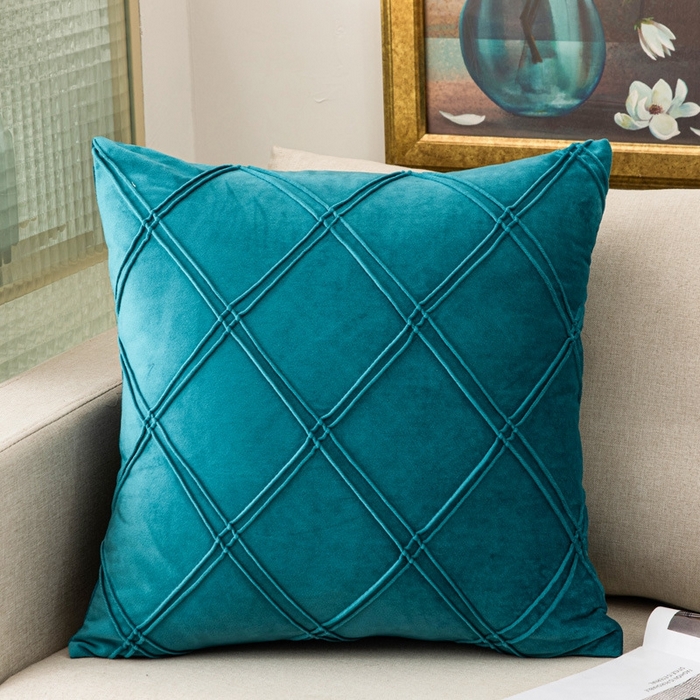 新奇异 2025新款格子绣菱形格抱枕 HLR海至蓝