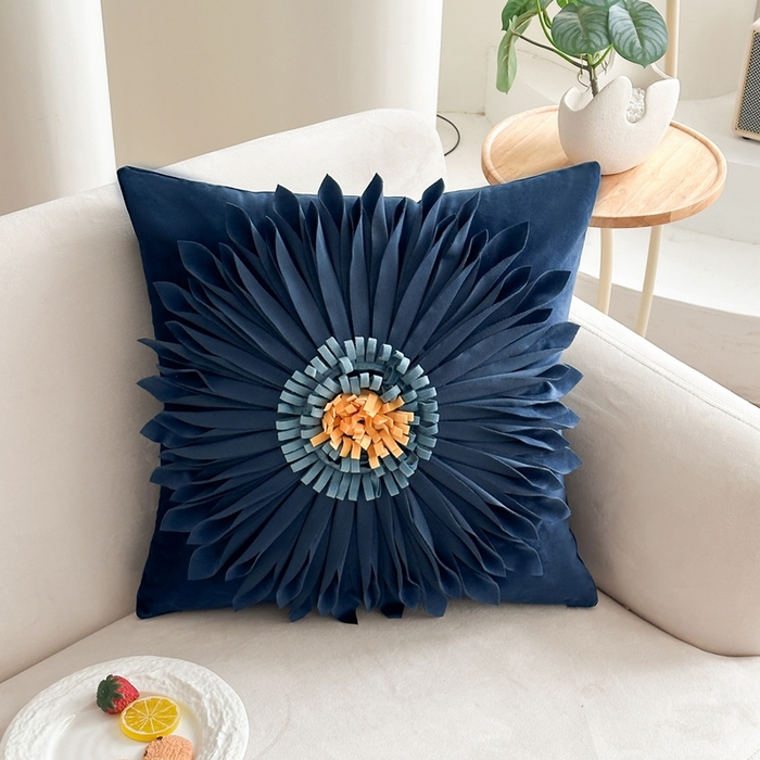 91家纺网 家纺一手货源 找家纺 （总）新奇异 2025新款手工拼接小雏菊抱枕