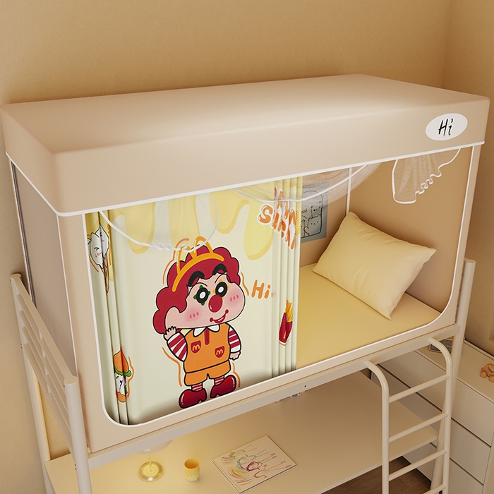 91家纺网 家纺一手货源 找家纺 （总）安金蚊帐2025新款防蚊遮光一体99%强遮光学生宿舍上下铺遮光学生蚊帐-卡其系列