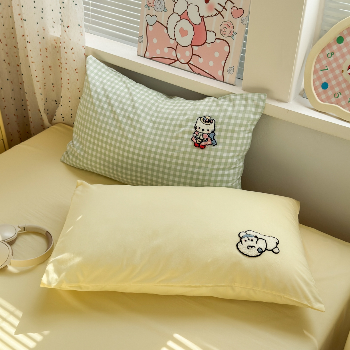 91家纺网 家纺一手货源 找家纺 一霖家纺 2025新款高克重云朵棉毛巾绣印绣四件套-小清新系列-第三波 元气KT