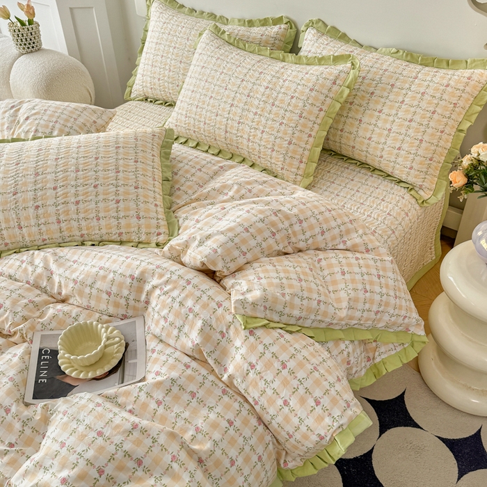 91家纺网 家纺一手货源 找家纺 （总）芷凡家纺2025新款水洗棉双层纱云感棉床盖四件套