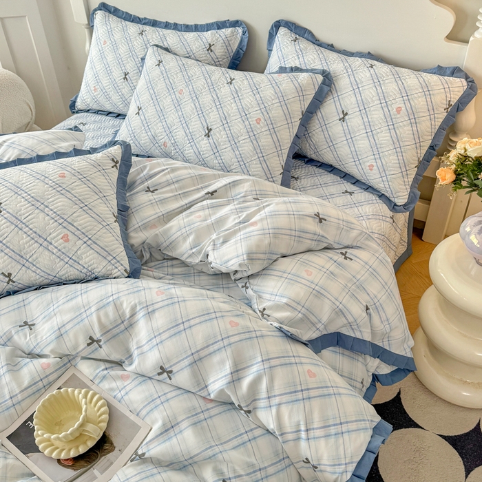 91家纺网 家纺一手货源 找家纺 （总）芷凡家纺2025新款水洗棉双层纱云感棉床盖四件套