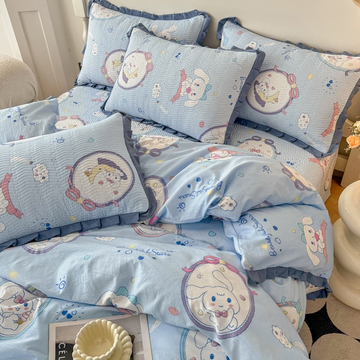 91家纺网 家纺一手货源 找家纺 （总）芷凡家纺2025新款水洗棉双层纱云感棉床盖四件套