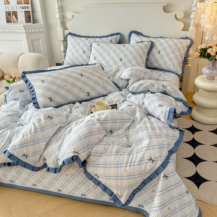 91家纺网 家纺一手货源 找家纺 （总）芷凡家纺2025新款水洗棉双层纱云感棉床盖四件套