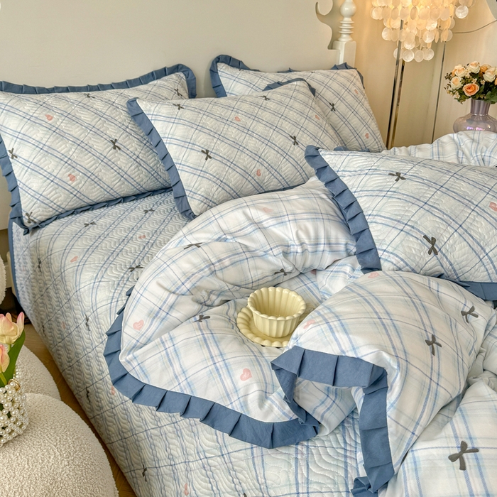 91家纺网 家纺一手货源 找家纺 （总）芷凡家纺2025新款水洗棉双层纱云感棉床盖四件套