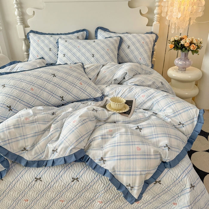 91家纺网 家纺一手货源 找家纺 （总）芷凡家纺2025新款水洗棉双层纱云感棉床盖四件套