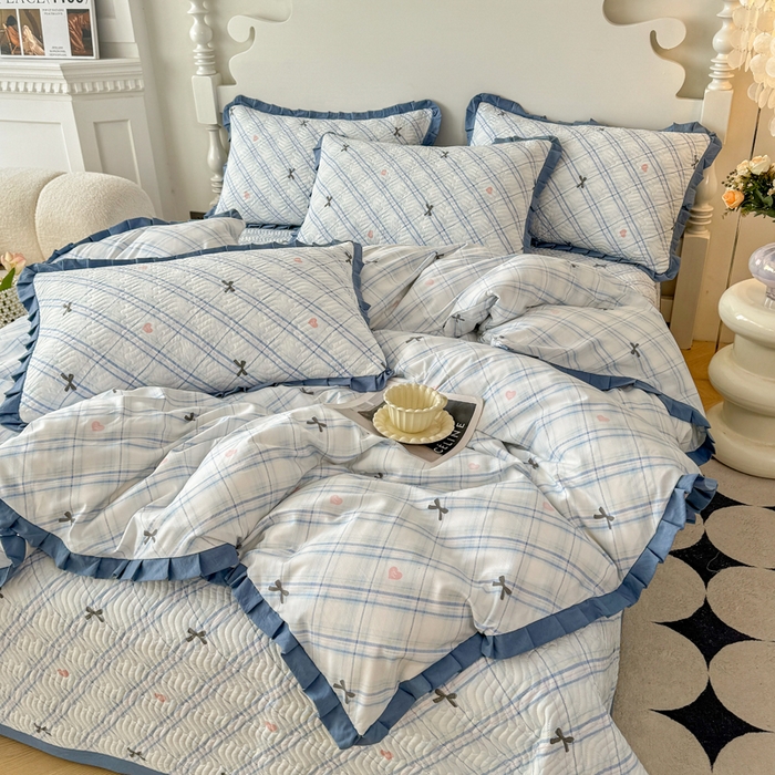 91家纺网 家纺一手货源 找家纺 （总）芷凡家纺2025新款水洗棉双层纱云感棉床盖四件套