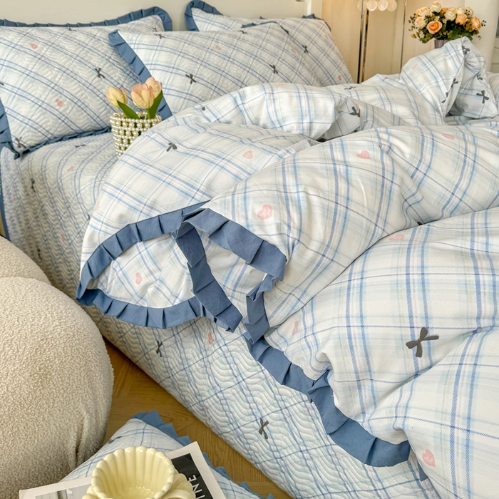 91家纺网 家纺一手货源 找家纺 （总）芷凡家纺2025新款水洗棉双层纱云感棉床盖四件套