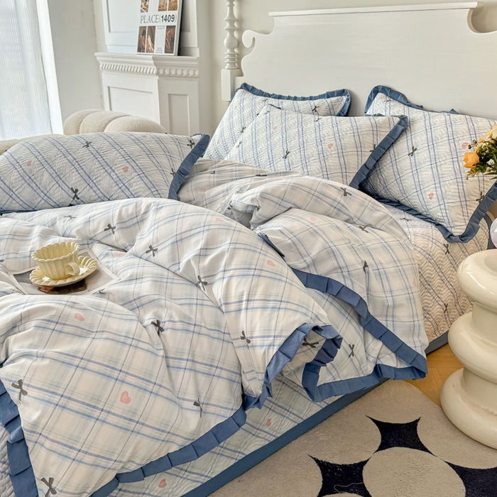 91家纺网 家纺一手货源 找家纺 （总）芷凡家纺2025新款水洗棉双层纱云感棉床盖四件套