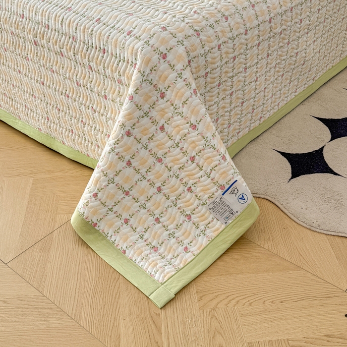 91家纺网 家纺一手货源 找家纺 芷凡家纺2025新款水洗棉双层纱云感棉床盖四件套 格心生活