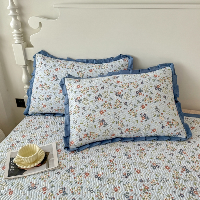 91家纺网 家纺一手货源 找家纺 芷凡家纺2025新款水洗棉双层纱云感棉床盖四件套 兰溪园