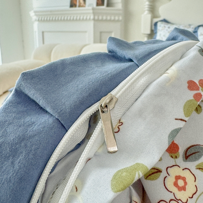 91家纺网 家纺一手货源 找家纺 芷凡家纺2025新款水洗棉双层纱云感棉床盖四件套 兰溪园