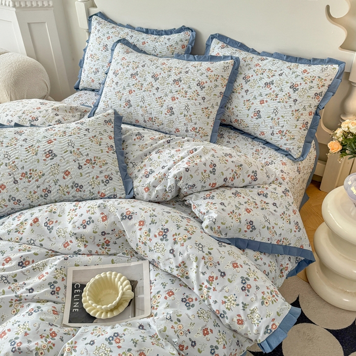 芷凡家纺2025新款水洗棉双层纱云感棉床盖四件套 兰溪园