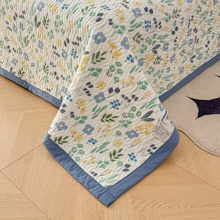 91家纺网 家纺一手货源 找家纺 芷凡家纺2025新款水洗棉双层纱云感棉床盖四件套 清茶