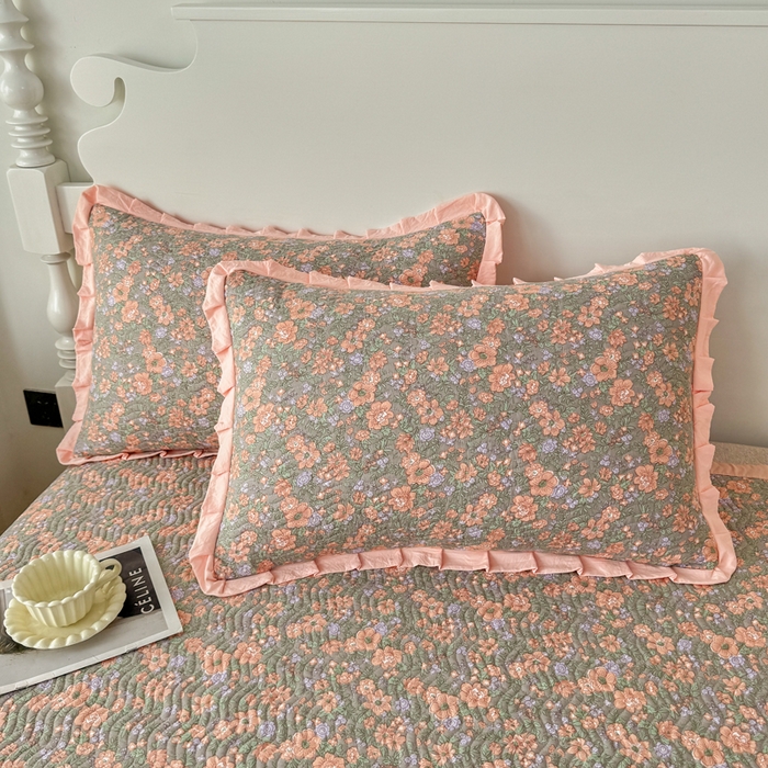 91家纺网 家纺一手货源 找家纺 芷凡家纺2025新款水洗棉双层纱云感棉床盖四件套 甜心