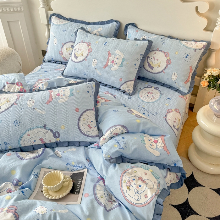 芷凡家纺2025新款水洗棉双层纱云感棉床盖四件套 玉贵狗