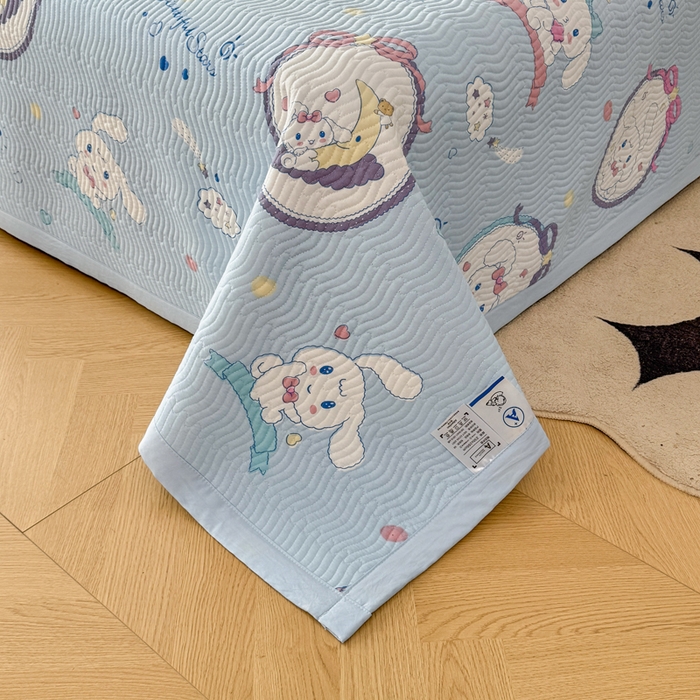 91家纺网 家纺一手货源 找家纺 芷凡家纺2025新款水洗棉双层纱云感棉床盖四件套 玉贵狗