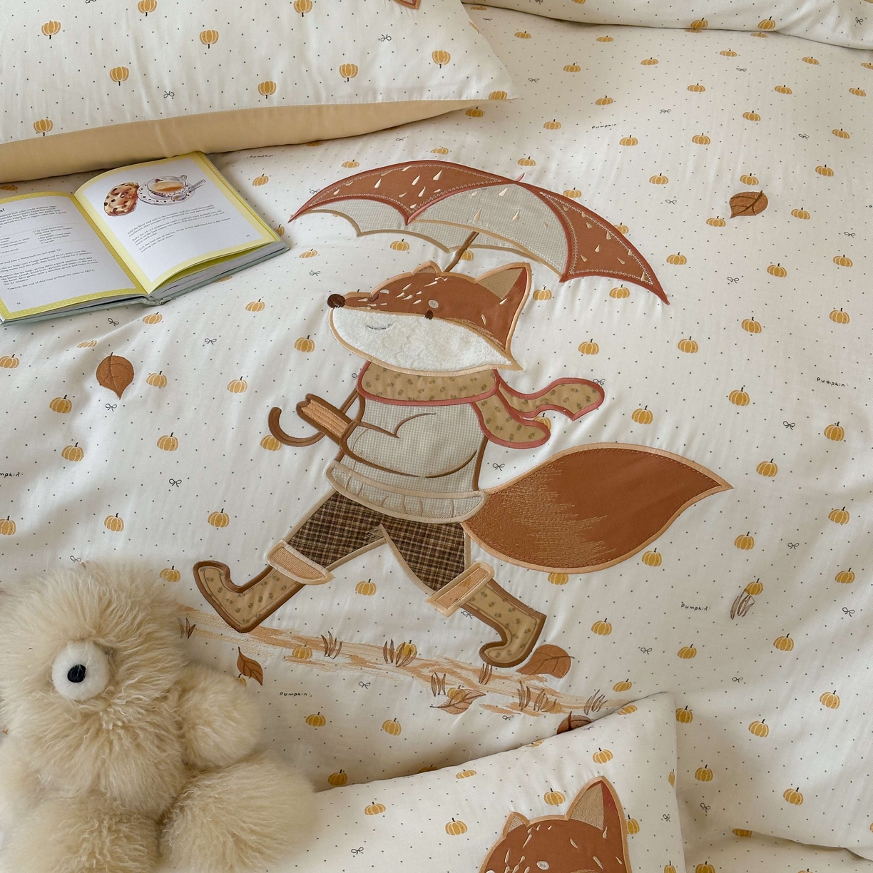 91家纺网 家纺一手货源 找家纺 紫桐 Lila lndus 2025新款双层纱贴布绣四件套 小狐狸