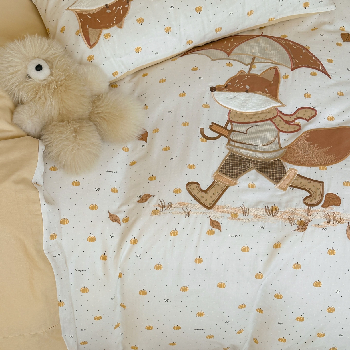 91家纺网 家纺一手货源 找家纺 紫桐 Lila lndus 2025新款双层纱贴布绣四件套 小狐狸