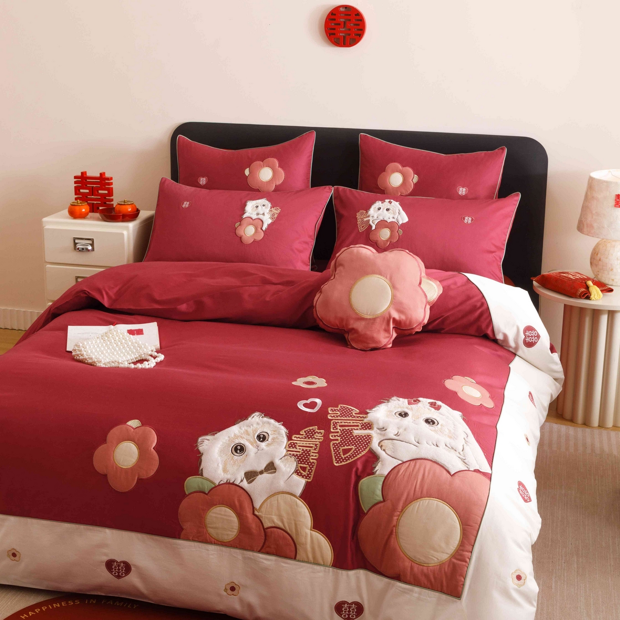 91家纺网 家纺一手货源 找家纺 （总）紫桐 Lila lndus 2025新款50支双股长绒棉纯棉四件套-幸福喵