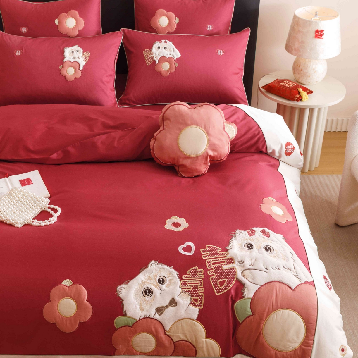 91家纺网 家纺一手货源 找家纺 （总）紫桐 Lila lndus 2025新款50支双股长绒棉纯棉四件套-幸福喵