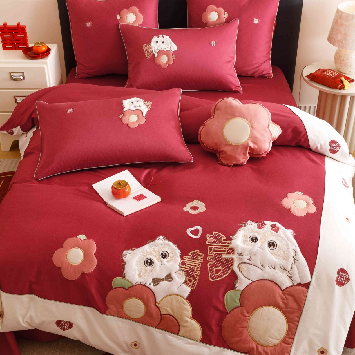 91家纺网 家纺一手货源 找家纺 （总）紫桐 Lila lndus 2025新款50支双股长绒棉纯棉四件套-幸福喵