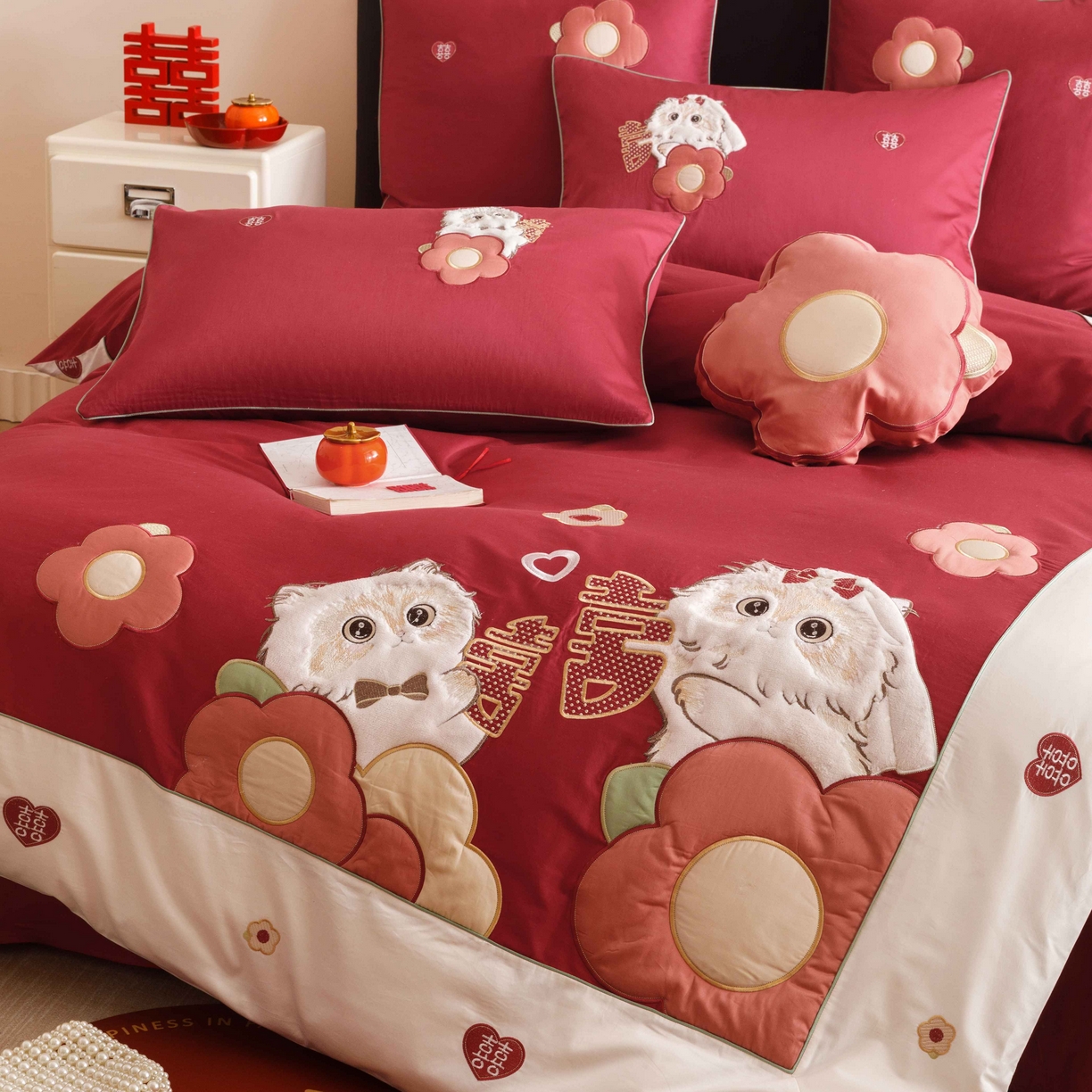 91家纺网 家纺一手货源 找家纺 （总）紫桐 Lila lndus 2025新款50支双股长绒棉纯棉四件套-幸福喵