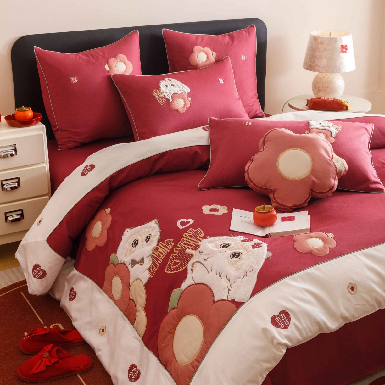 91家纺网 家纺一手货源 找家纺 （总）紫桐 Lila lndus 2025新款50支双股长绒棉纯棉四件套-幸福喵