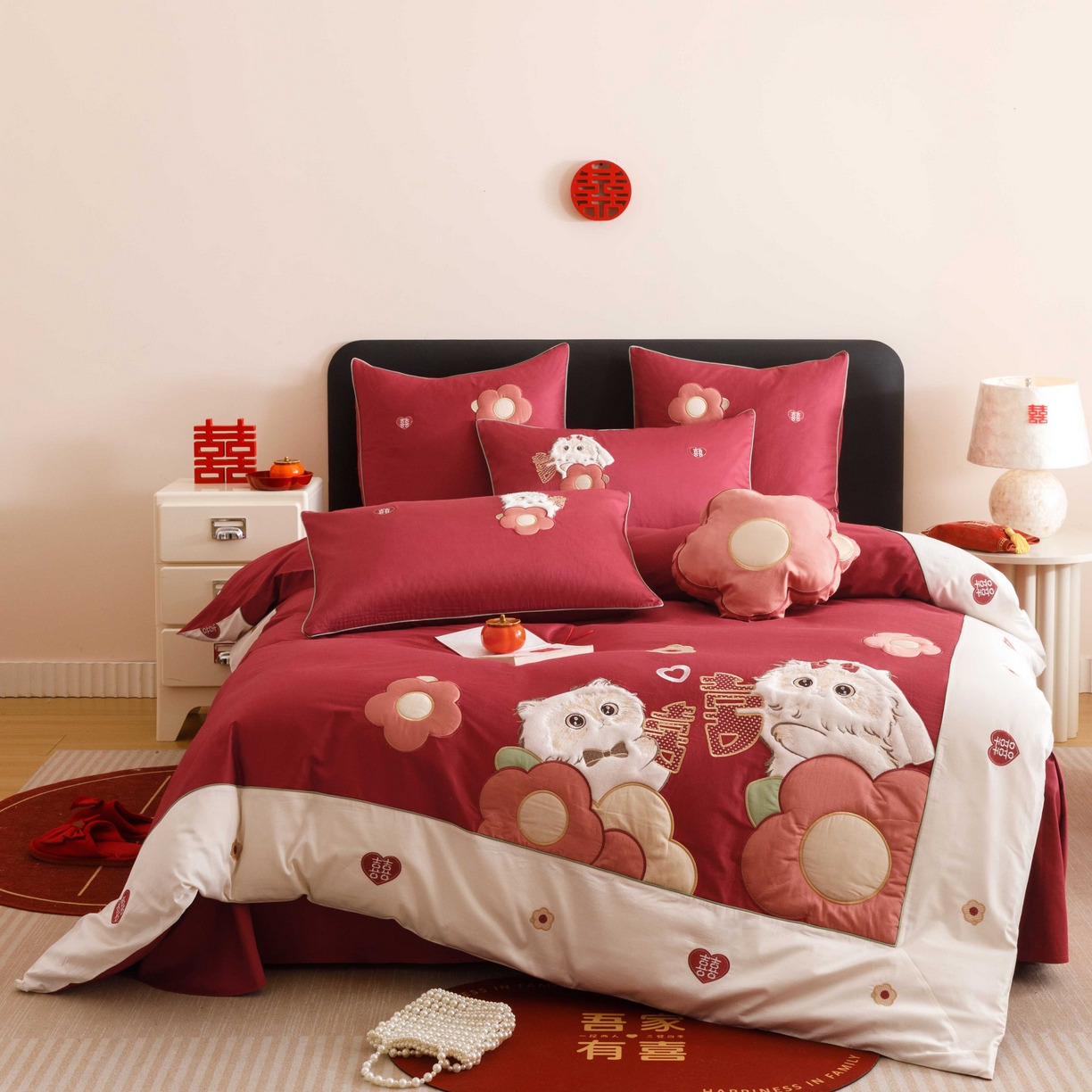 91家纺网 家纺一手货源 找家纺 （总）紫桐 Lila lndus 2025新款50支双股长绒棉纯棉四件套-幸福喵