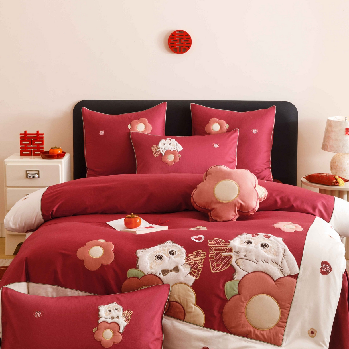 91家纺网 家纺一手货源 找家纺 （总）紫桐 Lila lndus 2025新款50支双股长绒棉纯棉四件套-幸福喵