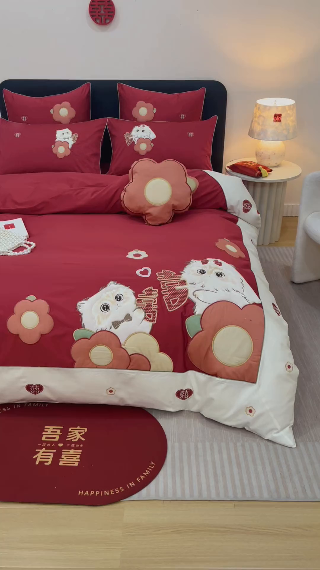 91家纺网 家纺一手货源 找家纺 （总）紫桐 Lila lndus 2025新款50支双股长绒棉纯棉四件套-幸福喵