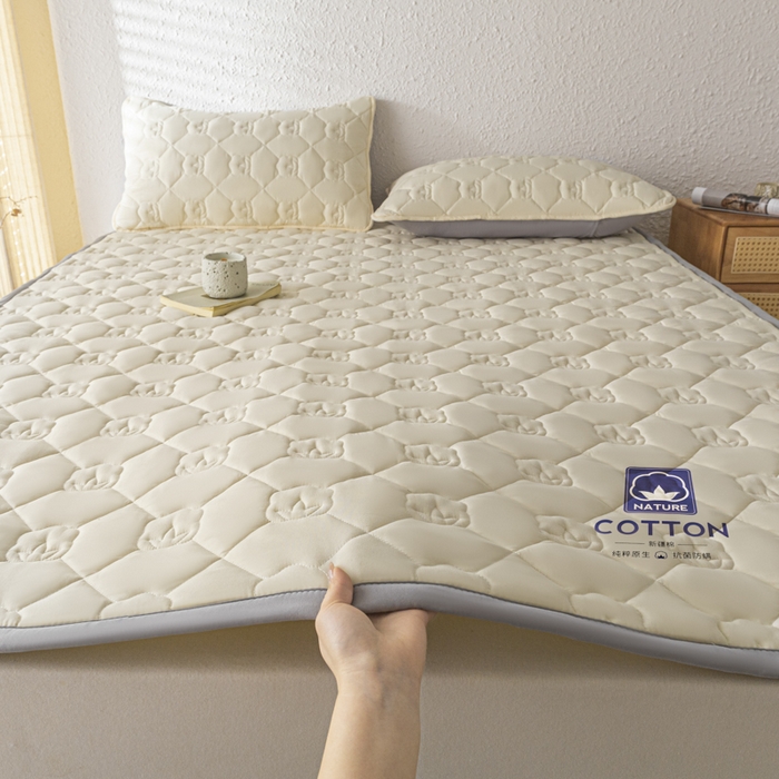 老帅的工厂店2025新款A类水洗棉珩绣棉花床褥 本色