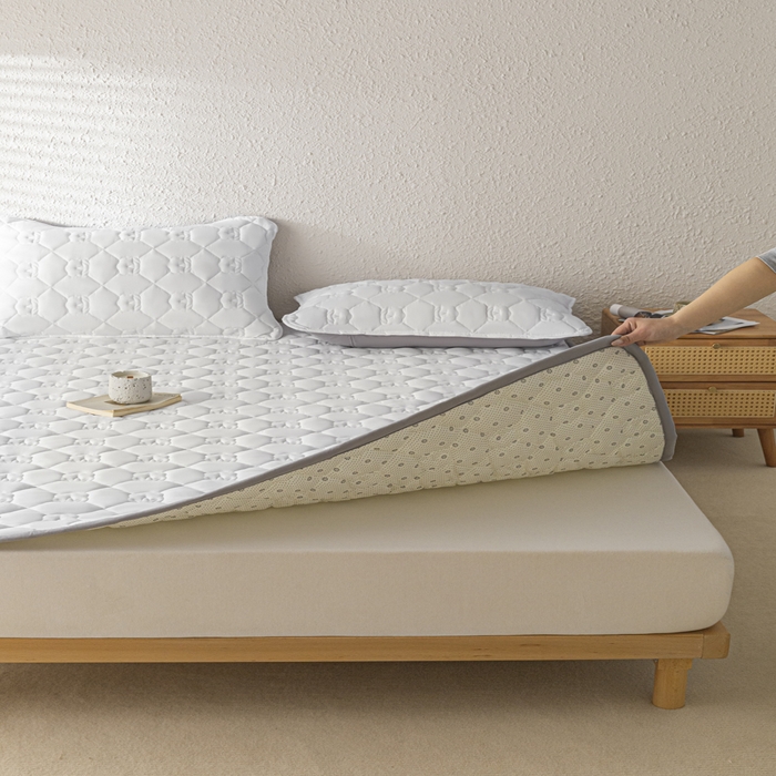 91家纺网 家纺一手货源 找家纺 老帅的工厂店2025新款A类水洗棉珩绣棉花床褥 净白色