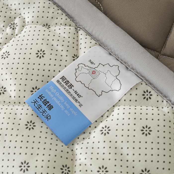 91家纺网 家纺一手货源 找家纺 老帅的工厂店2025新款A类水洗棉珩绣棉花床褥 咖色