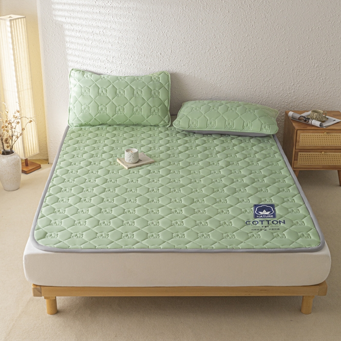 老帅的工厂店2025新款A类水洗棉珩绣棉花床褥 清新绿