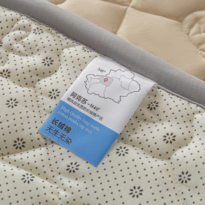 91家纺网 家纺一手货源 找家纺 老帅的工厂店2025新款A类水洗棉珩绣棉花床褥 杏色