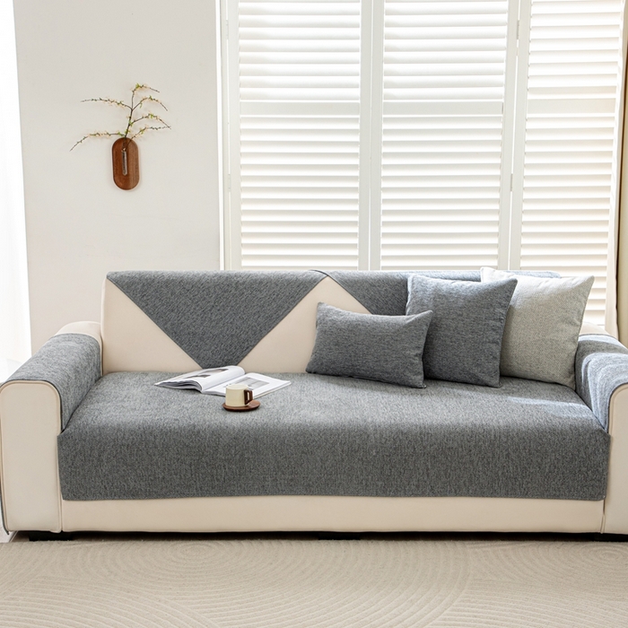 91家纺网 家纺一手货源 找家纺 沐沐家纺2026新款人字纹沙发垫 浅灰