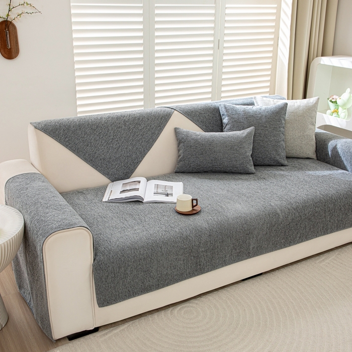 91家纺网 家纺一手货源 找家纺 沐沐家纺2026新款人字纹沙发垫 浅灰