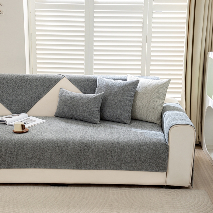 91家纺网 家纺一手货源 找家纺 沐沐家纺2026新款人字纹沙发垫 浅灰