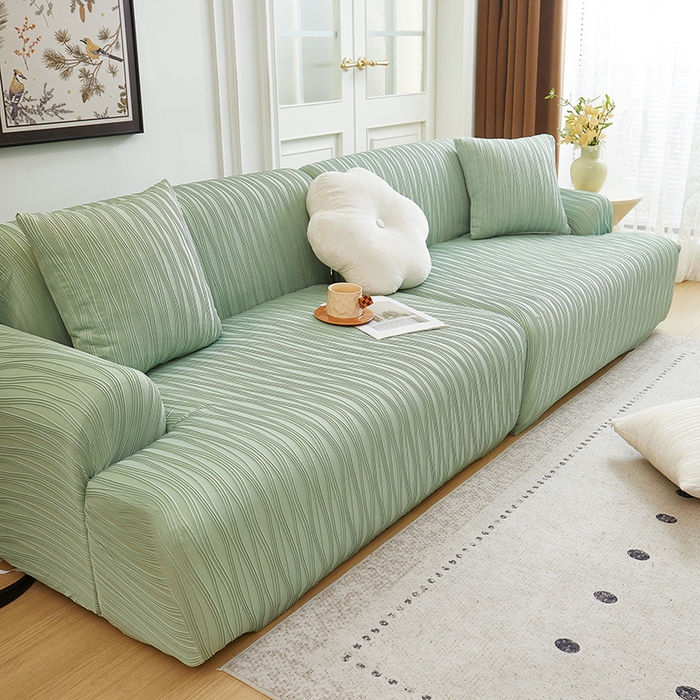 91家纺网 家纺一手货源 找家纺 （总）丝绮鹿 2025新款提花绒沙发套水波纹松紧款