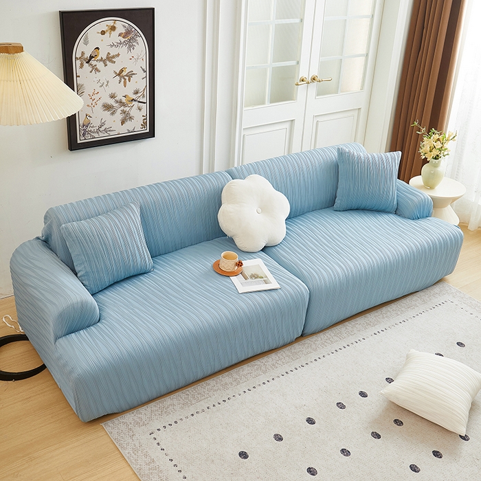 91家纺网 家纺一手货源 找家纺 （总）丝绮鹿 2025新款提花绒沙发套水波纹松紧款