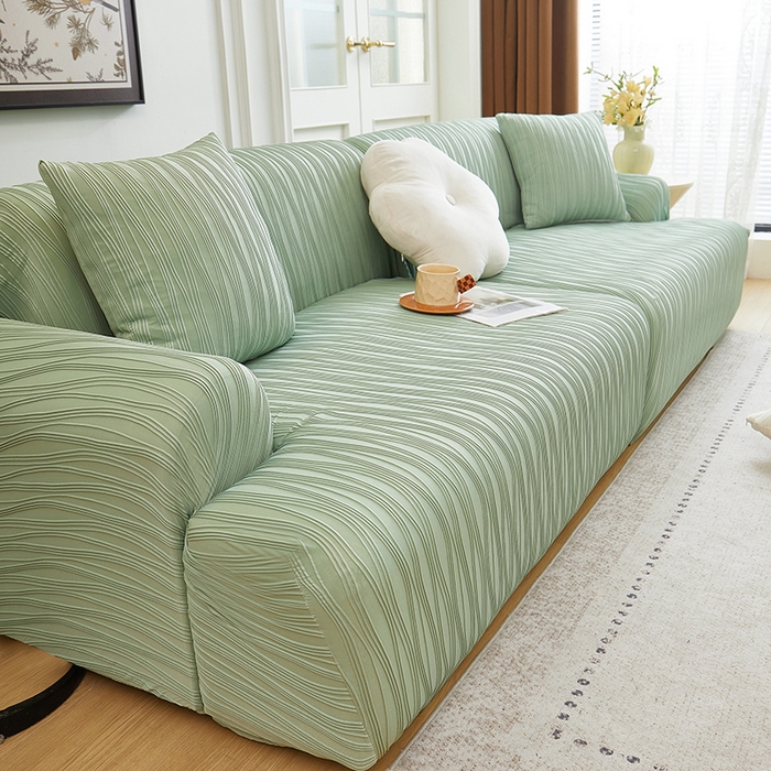 91家纺网 家纺一手货源 找家纺 （总）丝绮鹿 2025新款提花绒沙发套水波纹松紧款